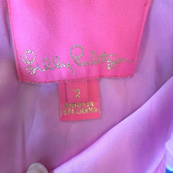 Lilly Pulitzer Linwood Ruffle Romper Pink Floral under short with over skirt 2 - Picture 4 of 9